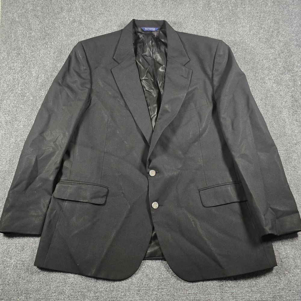 Vintage Burberrys Blue Label Black Wool Blazer Sport Coat Men's England